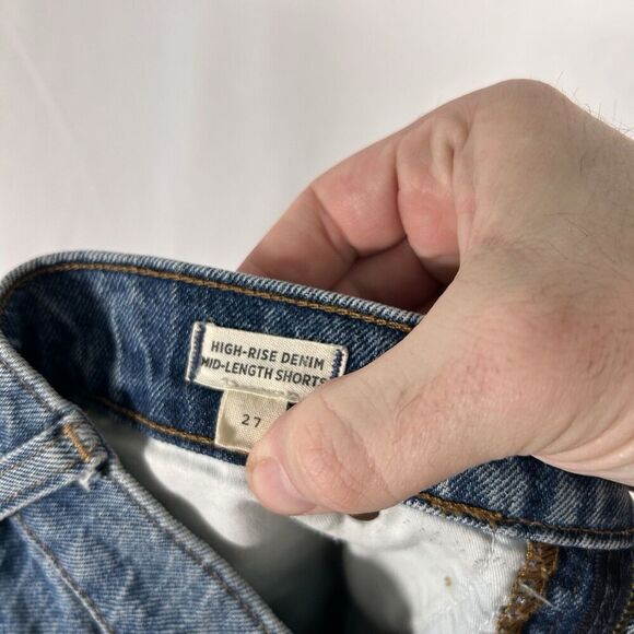 Madewell Cut Off Jean Shorts Women's 27 Medium Wash Denim High Rise Mid-Length - Picture 9 of 10